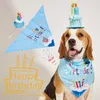 Hondenkleding 1 Set Hat Bib Letter afdrukken All-matched verkleed, schattige huisdier verjaardagsjaalfeestje Span