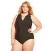 Dames badkleding zwart vastgebonden plus size dames ritssluiting push omhoog groot één stuk zwempak strand mollig groot badpak