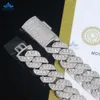 Pass-Tester 18 mm Breite 3 Reihen Miami Kubanische Halskette 7-24 Zoll D VVS NEEEE RUNDE Moissanit Diamond 925S Hip Hop Linkkette