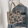 Fashion Shopper TOTE TOG HORIZONTALD PREDRET Canvas torebka Kobieta Luksusowa torebka płótno płócienna plaża Big Travel Shopp