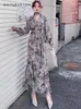 Sukienki zwykłe w stylu duszpasterska szyfonowa drukowana sukienka midi wiosna jesienna moda elegancka szczupła rybka seksowna cała mecz