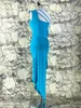 Scene Wear Women Dancewear Belly Dance Clothes Baladi Saidi Satin Dress Girls 2st Set Set Sky Blue Belt