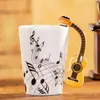 240 ml Creative Music Ceramic Mug Guitar Violin Style Söt kaffete Mjölk Stave muggar och koppar med handtag nyhetsgåvor 240422