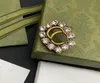 Luxury Women Men Designer Brand Letter Brosches Stud Geometric Famous Women Round Crystal Rhinestone Pearl Earring Wedding Party J6576543