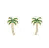 Style de vacances d'été Palme Palme Zircon Boucles d'oreilles Green Coconut Coconut Tree Orees For Women Paveed Mini Clear Cz Charm Jewelry Gift9886251