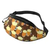 Rugzak bier tegelpatroon bruine taille tas fanny pack school voor jongen mannen vrouwen buiten wandelen rond reizen casual unisex one size