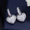 Luxus Diamond Heart Designer Ohrring für Frau Roségold Weiß 3A Zirkonia Kupfer Mode Charm Silber Ohrringe Schmuck Damen Freind Alentines Day Geschenk