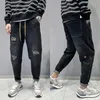 Men's Jeans Mens Casual Denim Vintage Washed Loose-Fit Tapered Carrot Pants Autumn Streetwear Embroidered Baggy Jogger Harem Q240427