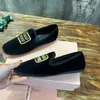 Mode sammet tofflor designer kvinnor mocka körskor loafers balett platt sula skor lyx läder plysch satin halva tofflor storlek 35-41