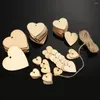 Décoration de fête (100pcs / lot) Un trou un trou en bois inachevé en bois Clé Couche de découpe favorise en bois des étiquettes d'amour de mariage en bois peints