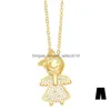 Colliers pendants Flola Gold Girl Gold Girl For Women Crystal Heart Figure Coupages Bijoux NKEV58 Drop Livraison Dhrs2