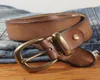 Gürtel Frauen039s handgefertigtes Retro -Gurt lässig Messing Stecknadel Schnalle Echtes Ledergürtel Frauen Designer für Jeansbelts3539172