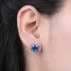 Estudy joalherypalace Novo chegada coração arco amor 5ct azul gemstone criado spinel azul 925 Brincos prateados de prata esterlina para feminina menina d240426