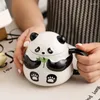Kubki Oryginalna filiżanka panda z pokrywką ceramiczny kubek świąteczny prezent kawa filiżanki herbaty ślicznych i różnych spersonalizowanych prezentów