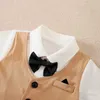 Rompers 0-18 Baby Tight Suit Gentleman estilo algodão formal confortável meninos macios e meninas de verão de manga curta