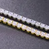 3/4/5mm Hip-hop Copper Gold-plated Cubic Zircon Single-row Tennis Necklace Gold White Gold Tennis Chain
