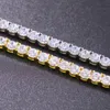 3/4/5 mm hiphop koper vergulde kubieke zirkoon single-row tennis ketting goud witgouden tennisketen