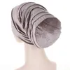 Bandanas Durag Sparkling Diamond Pleated Turbo Hat Womens Soft Swan Plush Wrap Hat Muslim Headwear Hat Womens Beanie Zipper Hat 240426