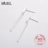 Boucles d'oreilles SMJE REAL 925 STERLING Silver Simple Bar pour les femmes Long Stick Stick Géométrie en gros Brincos Bijou