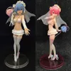 Anime Manga Life de différents mondes avec zéro mort ou embrasser Rem Ram Robe de mariée Version PVC Modèle de personnage d'action Toy Doll 23cml2404