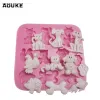 Moulds Cartoon Animals Cats&Dogs&Bone Shape Fondant Cake Silicone Mold Pastry Chocolate Mould Candy Ice Cube Molds DIY Baking Tools