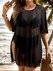 大型プラスサイズのソリッドビーチカバー半袖の水着の女性水着女性用スーツビーチウェア水泳