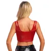 Frauen Tanks Frauen Metallic Shiny Crop Top ärmellose Doppelgurte Schlanke Fit Tank Weste Halloween Party Clubwear Summer Night Club Y2K