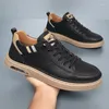 Casual Shoes Spring Autumn Cow Leather Causal Sneakers For Men Fashion Designer Sport Male Solid Color Board Man