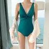 Dames badkleding stwethkz zwembikini's solide diep v sexy bodysuit dames mouwloos Koreaans badpak lente zwempak vrouwelijke kleding