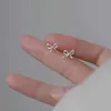 Stud Fashion 925 Silver Needles Sweet Cute Bow Stud Earrings for Women Silver Color Simple Minimalist Ear Piercing Jewelry Gift d240426