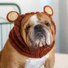 犬のアパレル冬のクマの帽子暖かい風に耐えるクリスマスハロウィーンドレスアップペットヘッドギアハンドニット猫ヘッドドレスアクセサリー