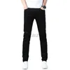 Men's Jeans Spring and Summer New Men's Jeans Slim Fit Small Feet Pants Edition Trendy Elastic Youth Black Denim Long Pants Plus Size Pants