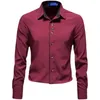 Herren -Hemdhemden 2024 Pure Color Business formelles Langarm Shirt für Männer Schwarz / Weiß Blue Hochzeit Bankett Party Tuxedo Tops Homme