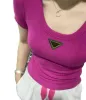 Designer Womens Polos Short Sleeved T Shirt Summer Street Beach Casual Comfortable Breathable Women Knitted T Shirt Top Round Neck Triangle Logo 8 colour Size L-XXXL