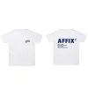 Camisetas masculinas 2023 Afix Works T-shirts Man Women Afixos Nova Carta de Utilitário Carta Impressão Camise