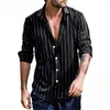 Chemises décontractées pour hommes Mentils à rayures vintage Mentit à manches longues surdimensionnées Bouton à manches longues Collier Men de redressement Spring Tops 5xl