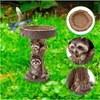 Gartendekorationen 3pcs Vogel trinken exquisite einzigartige Design handgefertigte lebendige Farben Schöne charmante Dekor Waschbär Orament