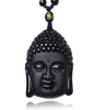 Einzigartige natürliche schwarze Obsidian geschnitzte Buddha Segen Halskette für Männer Frauen Glückliche Amulett Buddha Anhänger Halskette Glück Handwerksgeschenk1742049