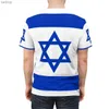 Camisetas masculinas Moda Israel Flag 3D masculino Moda de camiseta Hip Hop O-pescoço curto Topxw