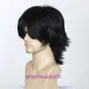 Mullet Head Perücken Herren Kurzes Haar modisch und trendy natürliches flauschiges Netz rotes Wolf Schwanz Frauen Universal Full Set