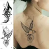 Transfert de tatouage 2pcs Autocollant temporaire étanche à baleine et boussole à oiseaux faux tatouage flash tatoo dos et bras tato pour filles 240427