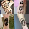 Tatuagem Transferência de 60 folhas Ferrocious Lion Tiger Tattoos temporários para homens Mulheres braço pescoço Devil Skull Tattoo Black Wolf Dragão Tatoo Small Desgin 240427