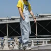 Overalls Männer Denim Jumpsuit Straight Jeans Hip Hop Big Pocket Wide Bein Cargo Hosen Mode Casual Lose Männchen ROMPERS HOSEER240416