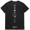 Jouez les comes des garcons couple masculin Femelle Long T-shirt Designer Broidered Red Heart Love Black and White Stripes Loose Short Sleeve Plus Taille 9332