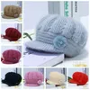 Berets Plush Knitted Cap Elegant Flower Thicken Winter Warm Pile All-match Simple Mommy Hat Female/Girls