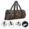 Utomhusväskor Leopard Gym Bag Traditionell Animal Animal Fashion Training Sports Par Tillbehör Färgglada fitnesshelghandväskor