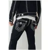 Jeans masculinos FashionsTraightleg Pants 18sss Novo verdadeiro elástico Robin Rock Revival Crystal Studs Denim Designer Troushers