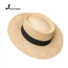 Chatme de soleil de mode Fashion Handmade Natural Raffia Wide Brim Straw pour femmes Summer Breathable Casual Womens Hats Fashionable 240423