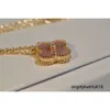 Designer sieraden van ketting goud zilveren rosé goud hanger middelgrote vier blad diamant luxe klassieker voor dames multicolor met doos