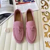 Womens Dress Shoes Loro Top Quality Cashmere Loafers Designers Classic Pianas Buckle Round Toes Flat Heel Leisure Comfort Four Seasons Women Factory Shoe 35-44